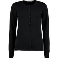 Black women's cardigan by Kustom Kit Arundel, long sleeves, round neckline, button-up front.