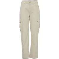 Beige women's cargo trousers with side pockets and straight legs by b.young BYEsra.