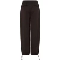 Black women's cargo trousers by Ichi with drawstring cuffs and side pockets.