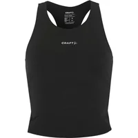 Black women's Craft Hypervent crop top with racerback and logo on chest.