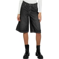 Women's black denim Bermuda shorts by Urban Classics, knee-length with five pockets and a relaxed fit.