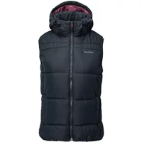 Black Hi-Tec Callie women's down jacket with hood, quilted design, and front zipper closure.