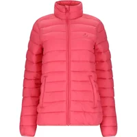 Pink women's down jacket Whistler Arubi with horizontal quilting and high collar.