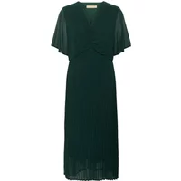 Dark green CULTURE Alvia Cheila VN women's dress with short flutter sleeves and pleated skirt.