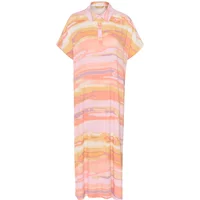 Striped pastel dress CULTURE Dodi Alexa, short-sleeved, knee-length, with a collar and buttoned neckline.