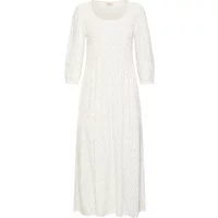 White fransa FRLaya women's dress with three-quarter sleeves and a scoop neckline.