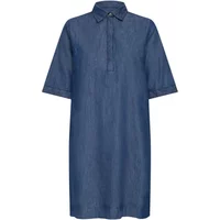 Blue fransa Larissa 5 women's dress, knee-length, short sleeves, collared, buttoned placket.