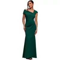 Green one-shoulder maxi dress with draped bodice and fitted silhouette by Goddiva.