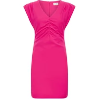 Pink Ichi IHKatine Dr6 women's dress with V-neck, cap sleeves, and gathered front detail.