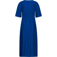 Blue Ichi Melda women's dress with short sleeves, cinched waist, and knee-length hem.