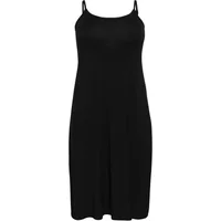 Black KAFFE Curve Jena women's dress, sleeveless with spaghetti straps and knee-length hem.