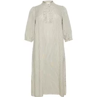 Cream KAFFE Curve KCSidse women's dress with lace details, long sleeves, and a high collar.