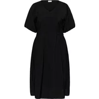 Black KAFFE Curve Neela women's dress with short sleeves and V-neckline.