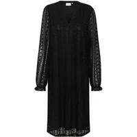 Black KAFFE Maria women's dress with lace long sleeves and V-neckline.
