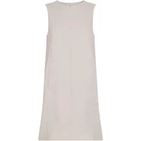 Sleeveless beige women's dress by Moss Copenhagen with a straight cut and round neckline.
