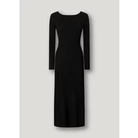 Black long-sleeve women's dress by Pepe Jeans Chanele, featuring a fitted silhouette and a round neckline.