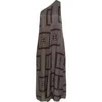 One-shoulder women's dress by Soaked in Luxury, featuring a geometric pattern in black and gray tones.