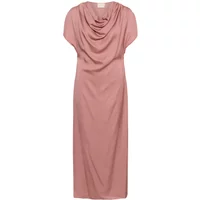 Pink Soaked in Luxury Evilia women's dress with draped neckline and short sleeves.