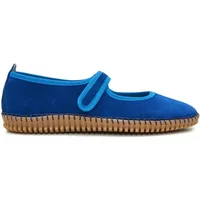 Blue women's espadrilles El Cielo Giada with a strap and brown woven sole.