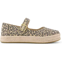 Leopard print women's espadrilles with a Mary Jane strap and jute-wrapped sole by TOMS.
