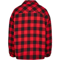 Red and black plaid women's flannel shirt by Urban Classics, featuring a button-up front and long sleeves.