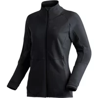 Black women's fleece jacket Maier Sports Sinaia with full zip, high collar, and tailored fit.