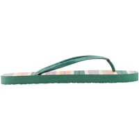 Green women's flip-flops by Protest Hug with striped multicolor sole and slim straps.