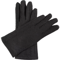 Black women's gloves with decorative stitching and textured fabric by Greenpoint.
