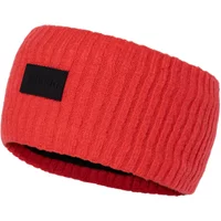 Red ribbed women's headband Johaug Lit 2.0 with black logo patch on the front.