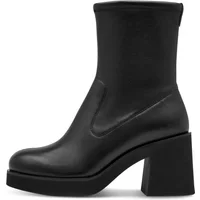 Black women's heeled boots, Tamaris 1-25313-45, with block heel and sleek leather finish.