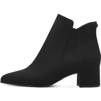 Black Tamaris women's heeled boots with a sleek design, pointed toe, and block heel.
