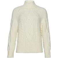 Cream women's high neck cable knit sweater by Superdry with ribbed cuffs and hem.