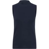 Navy blue women's high neck tank top by Kaffe with sleeveless design and fitted silhouette.