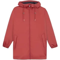 Red women's hooded jacket TBS Lucea with drawstrings, front zipper, and side pockets.