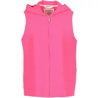 Pink sleeveless hooded jacket by Oakwood Colibri with front zipper and relaxed fit.