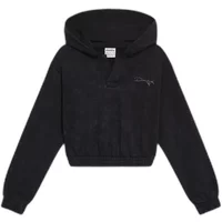 Black Diadora Avenue Lab women's hooded sweatshirt with long sleeves and embroidered logo on chest.