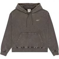 Dark gray women's hooded sweatshirt with kangaroo pocket and drawstring, Element logo on chest.