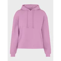 Pink women's hooded sweatshirt with drawstrings and ribbed cuffs by Pieces.