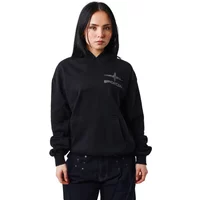 Black women's hooded sweatshirt by Project X Paris with front pocket and subtle logo on chest.