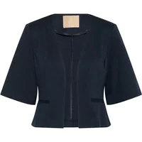 Black CULTURE CUCira women's jacket with short sleeves, open front, and tailored fit.