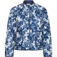 Blue and white floral-patterned women's jacket by Ichi with a round collar and front pockets.