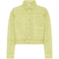 Light green women's jacket by Ichi with a button-up front, chest pocket, and classic collar.