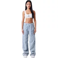 Women's blue cloud-pattern jean shorts by Project X Paris, featuring a high waist and frayed hem.