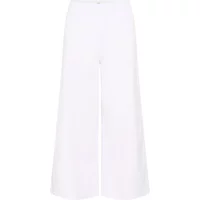 Cream Visti women's wide-leg jeans, high-waisted, full-length, in solid white color.