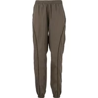 Dark olive women's joggers Athlecia Arishi with elastic waistband, side pockets, and tapered cuffs.