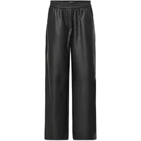 Black women's joggers by b.young, featuring a high waist, wide-leg fit, and smooth fabric texture.