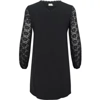 Black lace dress with long sheer lace sleeves and scalloped neckline by KAFFE Curve.