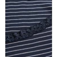 Navy lace tank top with white horizontal stripes and floral lace trim by Superdry Athletic Essential.