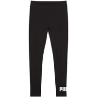 Black Puma women's leggings with white Puma logo on lower leg.