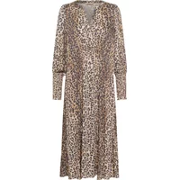 Leopard print long dress with V-neckline and long sleeves, CULTURE CUDana by culture.